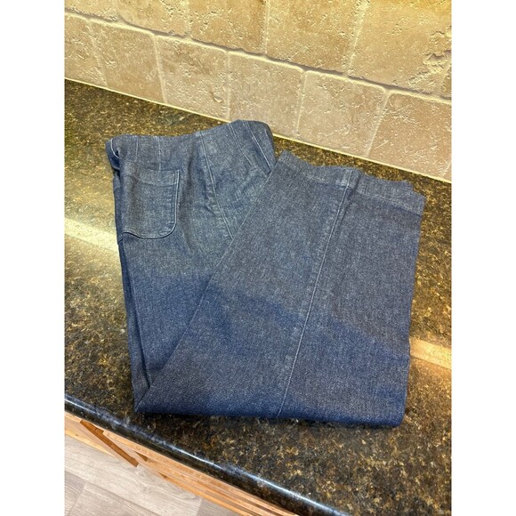 Spanx Zero Waistband Cropped Wide Leg Jeans Size M Raw Indigo Like New - Picture 4 of 10